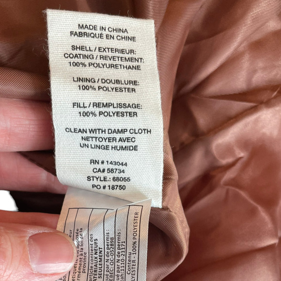 𝅺avec LES FILLES FAUX LEATHER TAN BROWN  JACKET - Picture 7 of 8